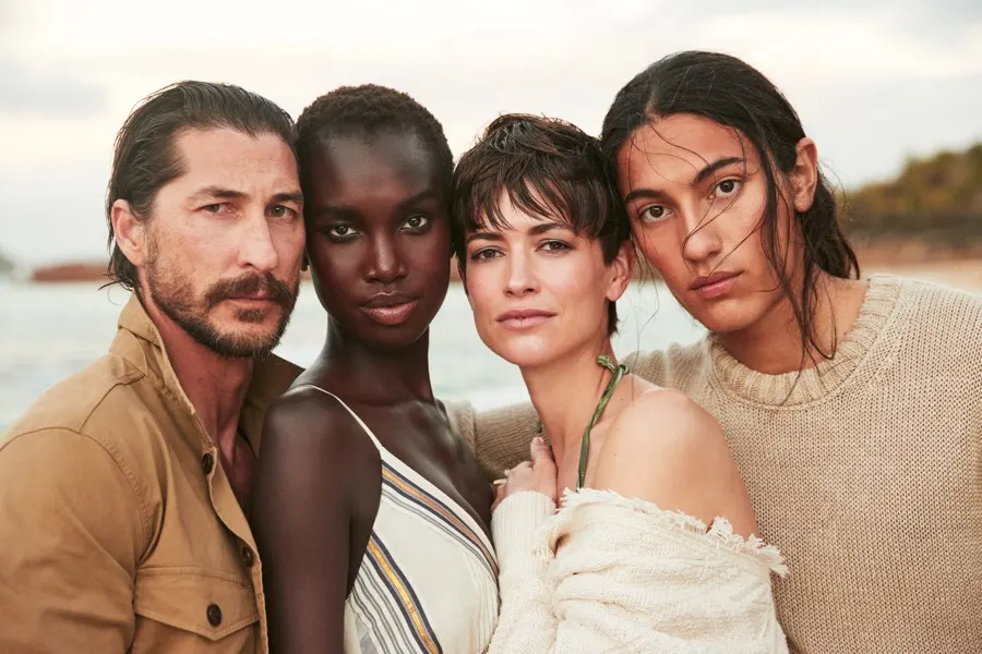 Close portrait of four models
